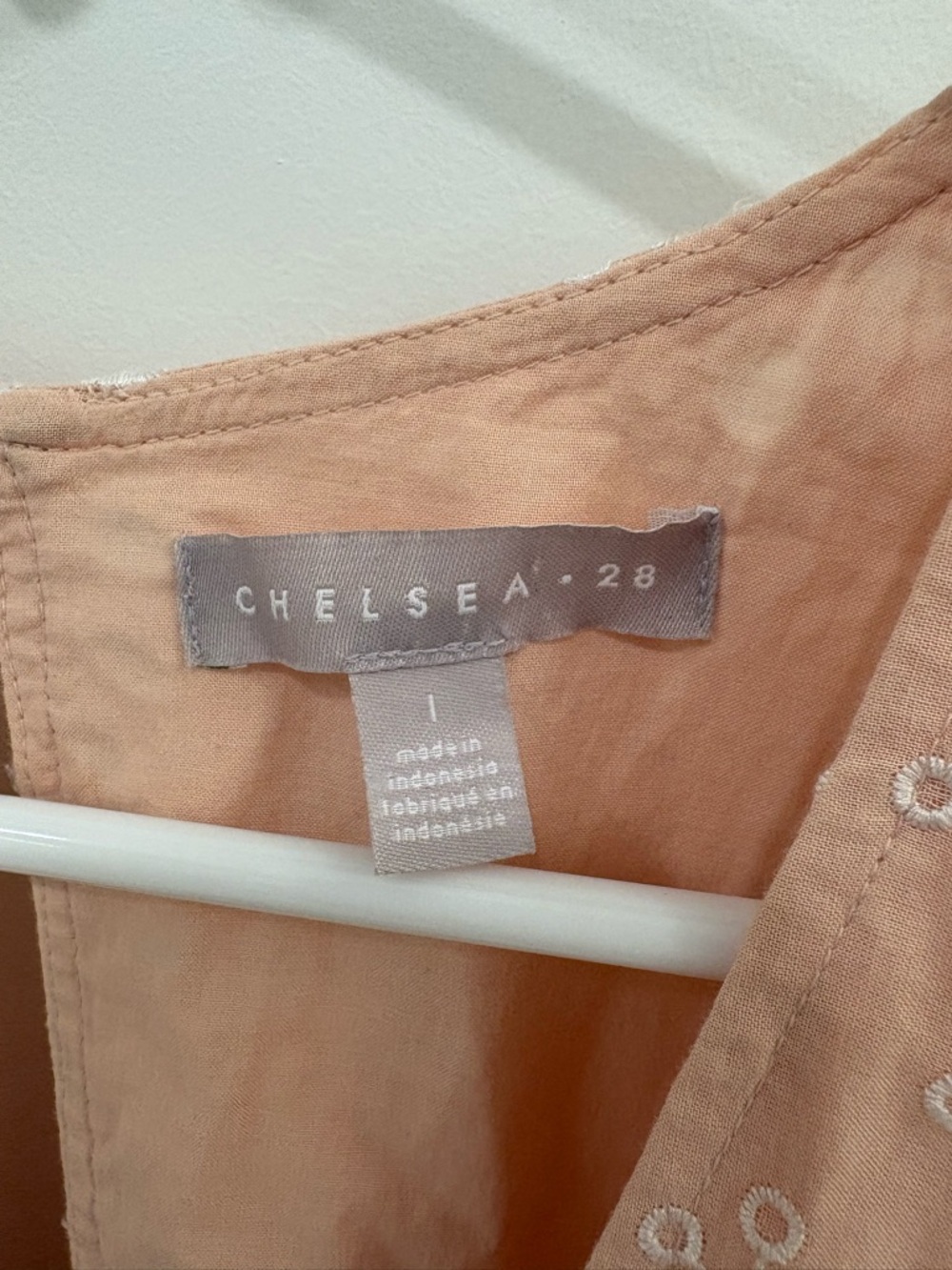 Chelsea28 Blush Pink Embroidered Eyelet Fit and Flare Mini Dress Size Large - Picture 3 of 15